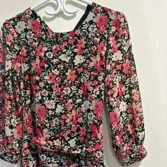 Dynamite | Floral balloon sleeve mini dress with sash-tie waist womens xxs - Picture 2 of 5